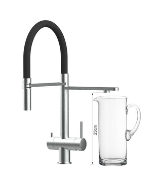 Dreiwege-Armatur "Grande" mit Brause, matt, Chirurgie-Edelstahl