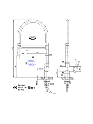Dreiwege-Armatur "Grande" mit Brause, matt, Chirurgie-Edelstahl