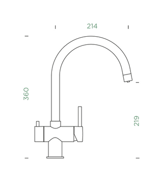 Dreiwege-Wasserhahn Stella Edelstahl massiv